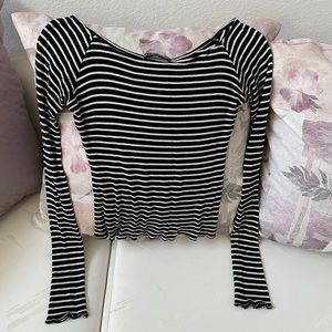 Brandy Melville Long Sleeve Striped Crop Top
